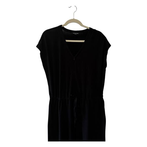 Eileen Fisher Jumpsuit M Black Women's Romper Cropped‎ Short Sleeve V Neck - Picture 3 of 9